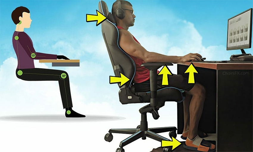Осанка с игровым креслом. Как правильно сидеть на игровом кресле. Правильное положение на игровом стуле. Us Medica Zero стул.